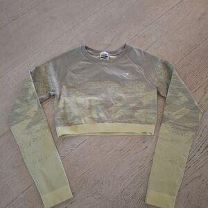 Gymshark Yellow and Gray Crop Top